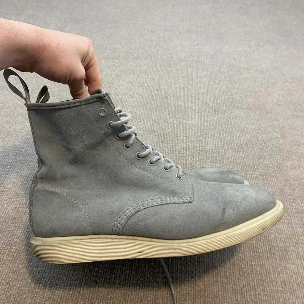 Dr. Martens Whiton Boots Mens Size 11 Gray Suede Ankle‎ Combat Lace Up Casual